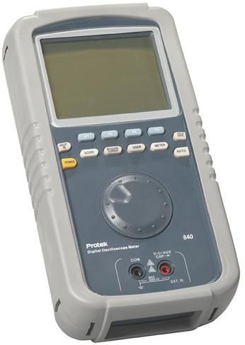 Protek 840 Hand Held Oscilloscope 40MHz, DSO/DMM, 200MS/s sampling rate single channel and 100MS per channel in dual channel, 20 automatic waveform Measurements, self test and Self calibration, 125KB record length for each channel, USB interface (840 Protek840 Protek-840)